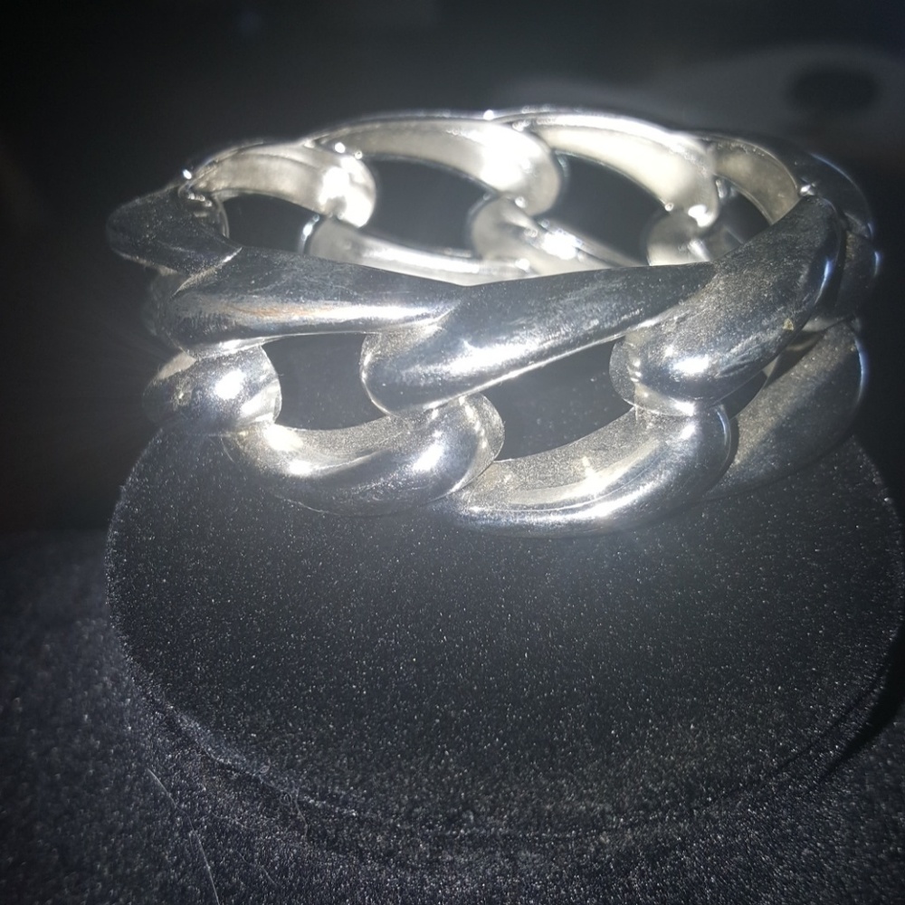 Silver cuff chain bracelet